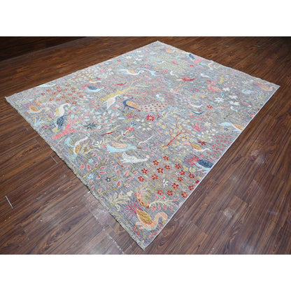 Oushak And Peshawar Wool Hand Knotted Rug Grey No Border 8.2X9.11 -O088753