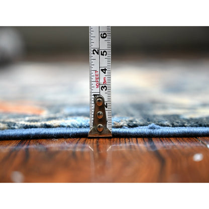 Oushak And Peshawar Wool Hand Knotted Rug Blue No Border 4.1X9.8 -O088756