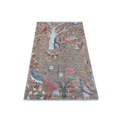 Oushak And Peshawar Wool Hand Knotted Rug Brown No Border 3.2X5.0 -O088760