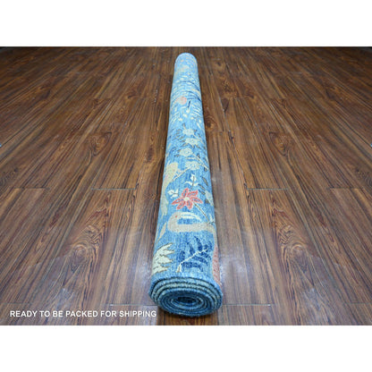 Oushak And Peshawar Wool Hand Knotted Rug Blue No Border 6.1X9.2 -O088762