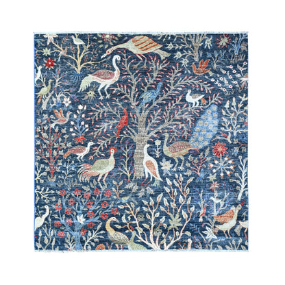 Oushak And Peshawar Wool Hand Knotted Rug Blue No Border 5.10X5.10 -O088764