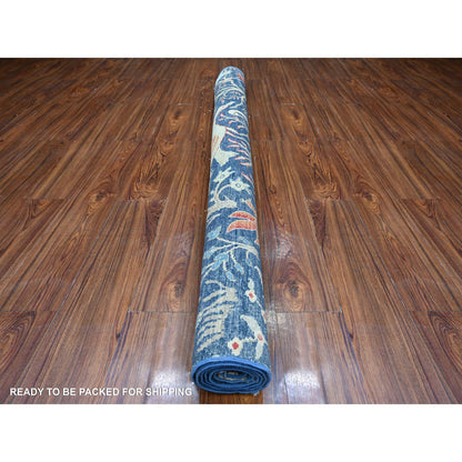 Oushak And Peshawar Wool Hand Knotted Rug Blue No Border 5.10X5.10 -O088764