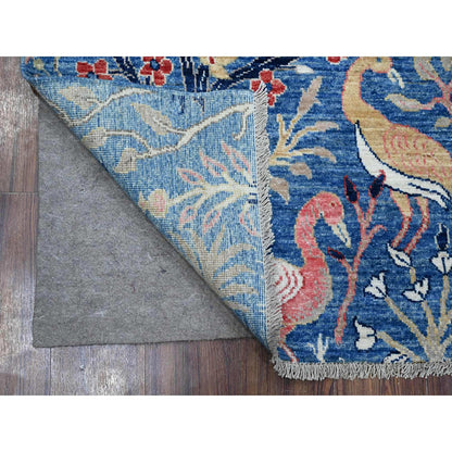 Oushak And Peshawar Wool Hand Knotted Rug Blue No Border 4.11X6.10 -O088765