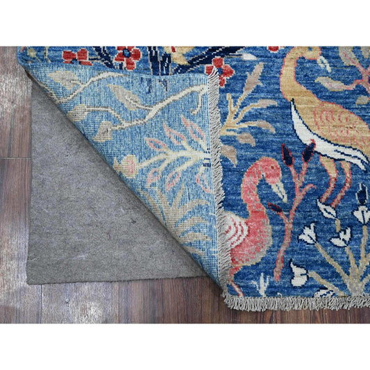 Oushak And Peshawar Wool Hand Knotted Rug Blue No Border 4.11X6.10 -O088765