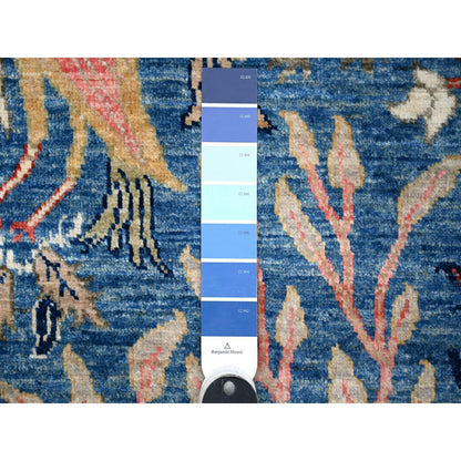 Oushak And Peshawar Wool Hand Knotted Rug Blue No Border 4.11X6.10 -O088765