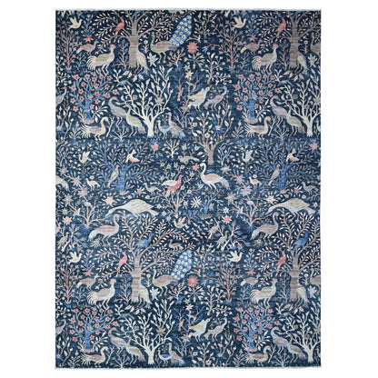 Oushak And Peshawar Wool Hand Knotted Rug Blue No Border 10.0X13.7 -O088767