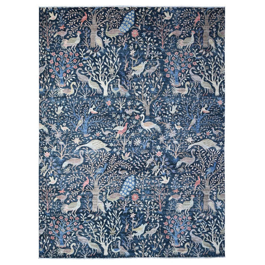 Oushak And Peshawar Wool Hand Knotted Rug Blue No Border 10.0X13.7 -O088767