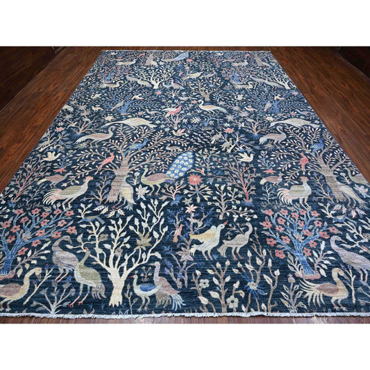 Oushak And Peshawar Wool Hand Knotted Rug Blue No Border 10.0X13.7 -O088767