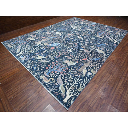 Oushak And Peshawar Wool Hand Knotted Rug Blue No Border 10.0X13.7 -O088767
