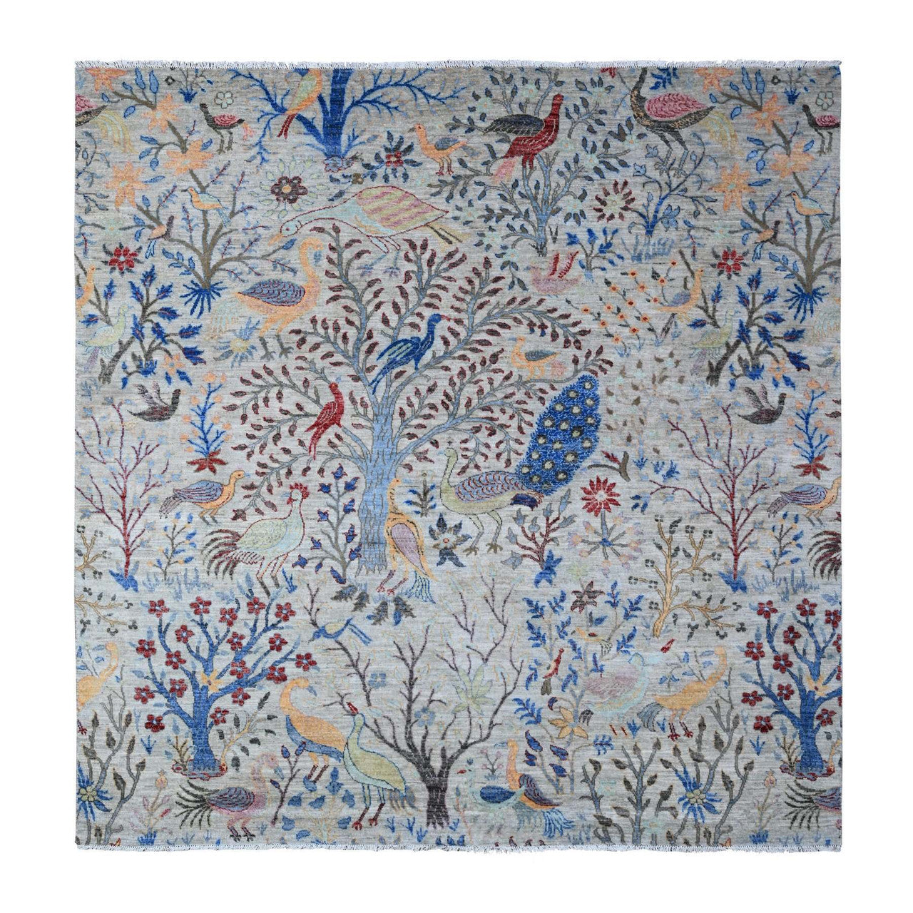 Gray 8'0" x 8'2" Oushak And Peshawar Hand knotted Wool Rug - Sku: O088769