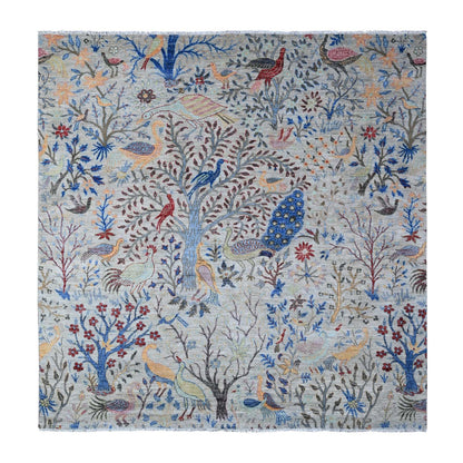 Oushak And Peshawar Wool Hand Knotted Rug Grey No Border 8.0X8.2 -O088769