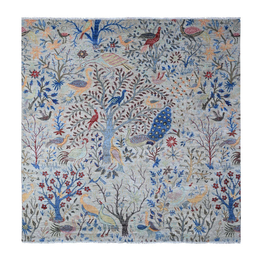Oushak And Peshawar Wool Hand Knotted Rug Grey No Border 8.0X8.2 -O088769