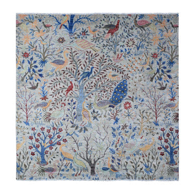 Oushak And Peshawar Wool Hand Knotted Rug Grey No Border 8.0X8.2 -O088769