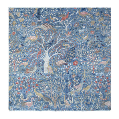 Oushak And Peshawar Wool Hand Knotted Rug Blue No Border 7.11X8.0 -O088770