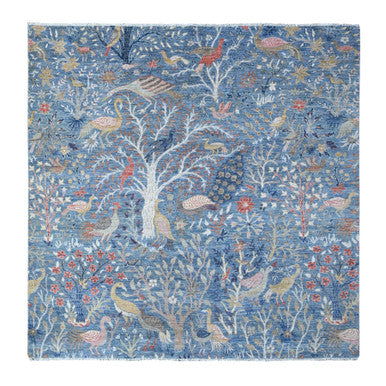 Oushak And Peshawar Wool Hand Knotted Rug Blue No Border 7.11X8.0 -O088770