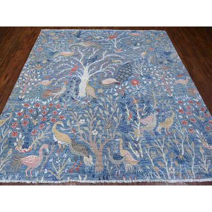 Oushak And Peshawar Wool Hand Knotted Rug Blue No Border 7.11X8.0 -O088770