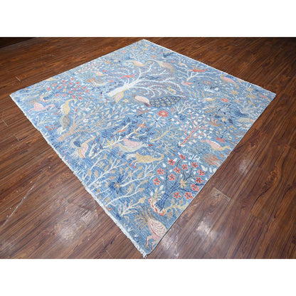 Oushak And Peshawar Wool Hand Knotted Rug Blue No Border 7.11X8.0 -O088770