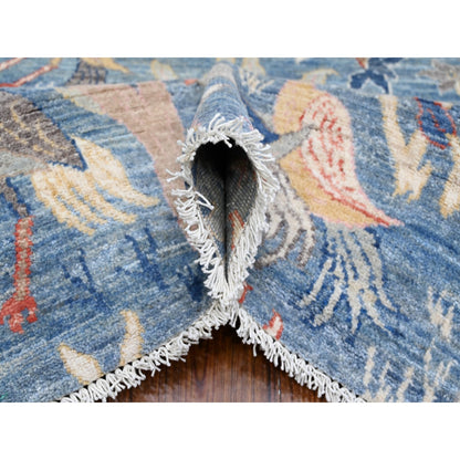 Oushak And Peshawar Wool Hand Knotted Rug Blue No Border 7.11X8.0 -O088770