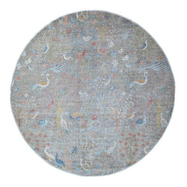Oushak And Peshawar Wool Hand Knotted Rug Grey No Border 10.0X10.1 -O088771