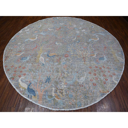 Oushak And Peshawar Wool Hand Knotted Rug Grey No Border 10.0X10.1 -O088771
