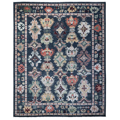 Oushak And Peshawar Wool Hand Knotted Rug Black Black 11.10X14.5 -O088774