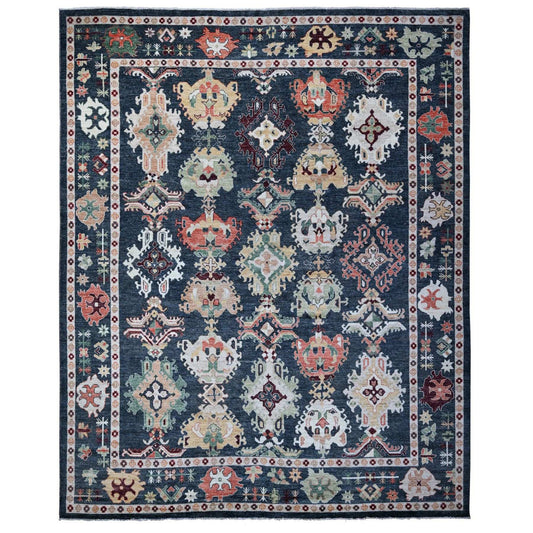 Oushak And Peshawar Wool Hand Knotted Rug Black Black 11.10X14.5 -O088774