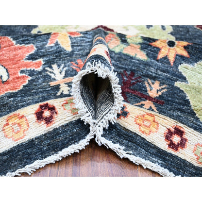 Oushak And Peshawar Wool Hand Knotted Rug Black Black 11.10X14.5 -O088774