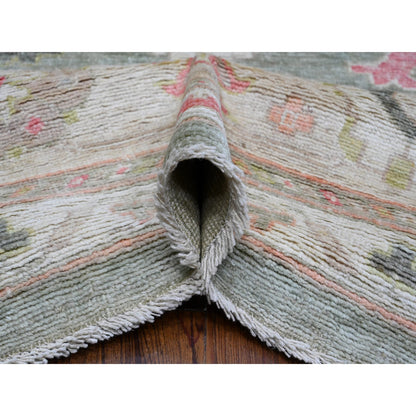 Oushak And Peshawar Wool Hand Knotted Rug Green Gray 12.2X14.5 -O088775