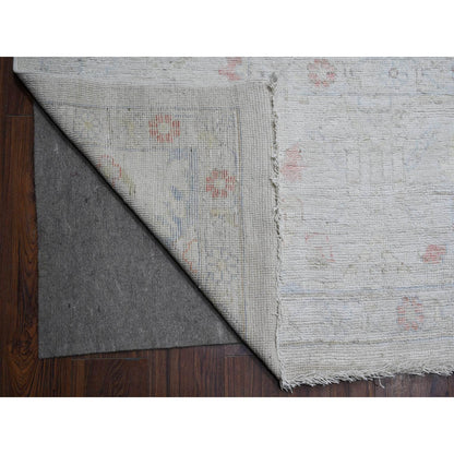 Oushak And Peshawar Wool Hand Knotted Rug Grey Silver Sand Gray 12.2X17.11 -O088777