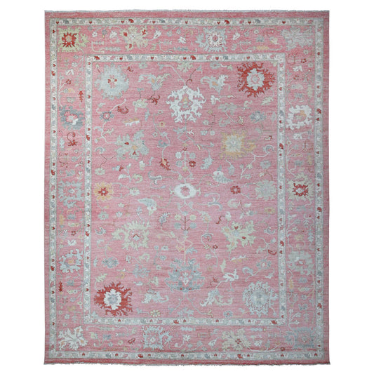 Oushak And Peshawar Wool Hand Knotted Rug Pink Pink 12.1X14.7 -O088780