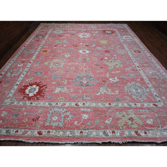 Oushak And Peshawar Wool Hand Knotted Rug Pink Pink 12.1X14.7 -O088780