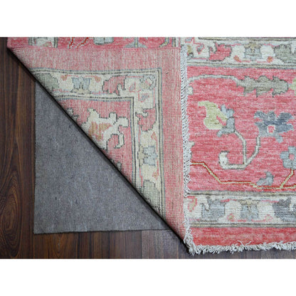 Oushak And Peshawar Wool Hand Knotted Rug Pink Pink 12.1X14.7 -O088780