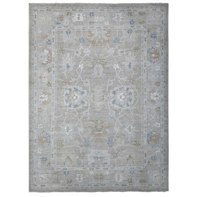 Oushak And Peshawar Wool Hand Knotted Rug Grey Gray 11.11X15.10 -O088781