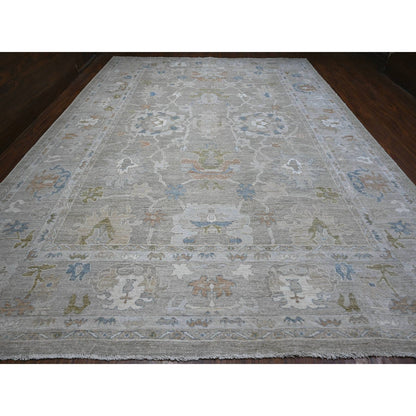 Oushak And Peshawar Wool Hand Knotted Rug Grey Gray 11.11X15.10 -O088781