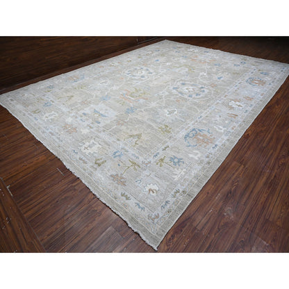 Oushak And Peshawar Wool Hand Knotted Rug Grey Gray 11.11X15.10 -O088781