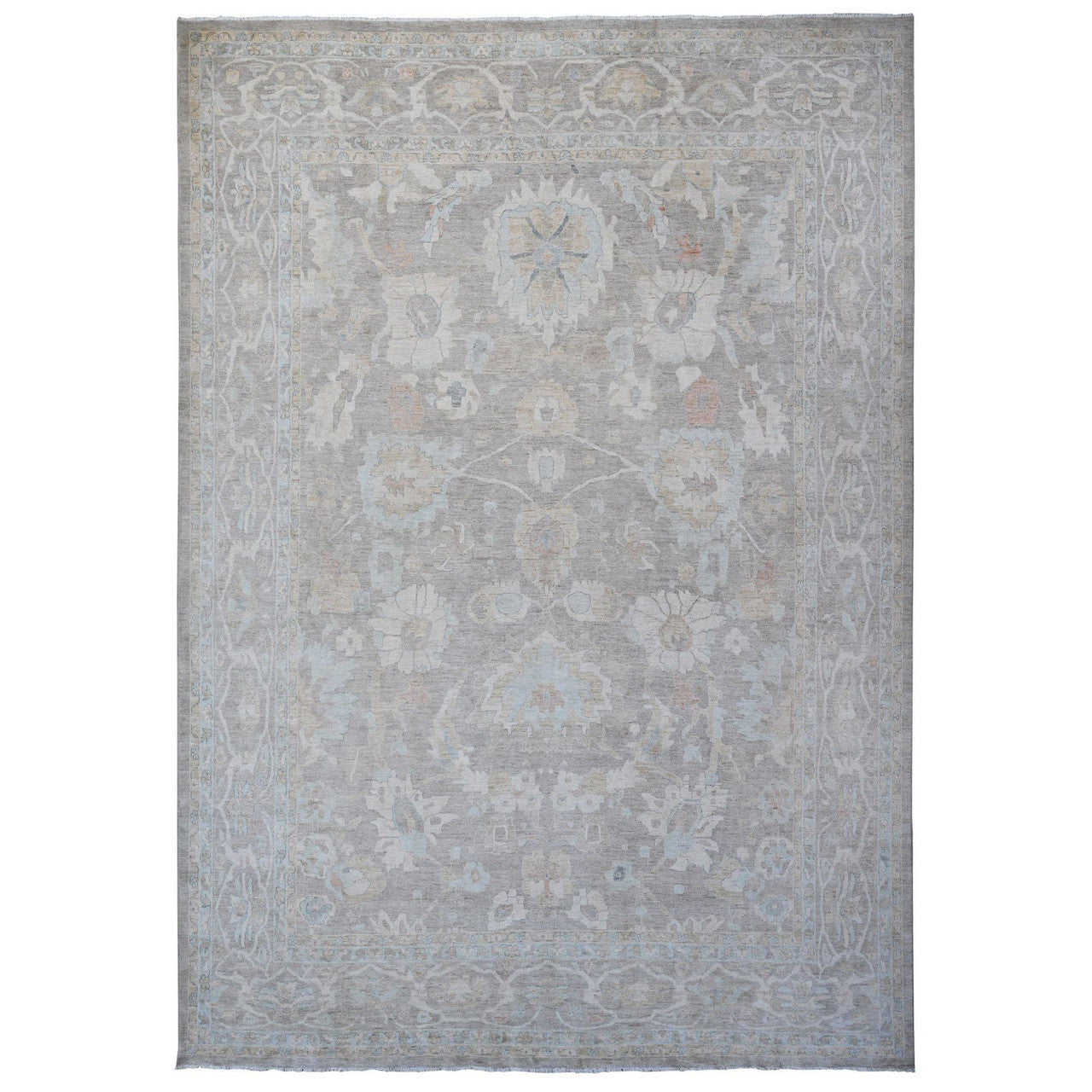 Gray 13'11" x 17'0" Oushak And Peshawar Hand knotted Wool Rug - Sku: O088785