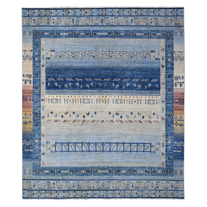 Tribal & Geometric Wool Hand Knotted Rug Blue Blue 8.3X9.6 -O088789