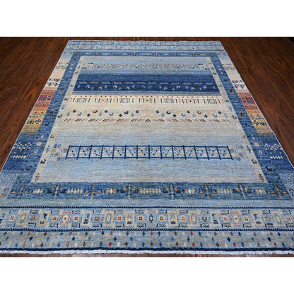 Tribal & Geometric Wool Hand Knotted Rug Blue Blue 8.3X9.6 -O088789
