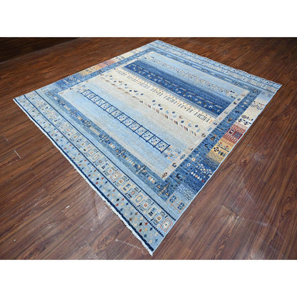 Tribal & Geometric Wool Hand Knotted Rug Blue Blue 8.3X9.6 -O088789