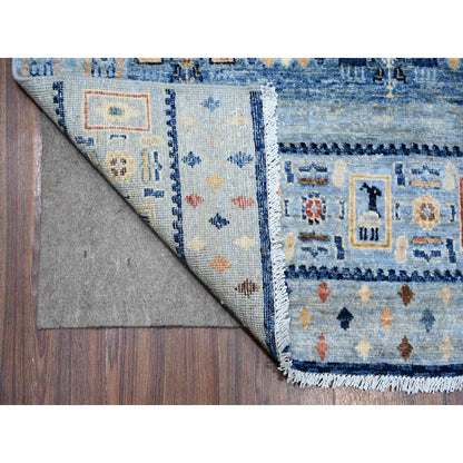 Tribal & Geometric Wool Hand Knotted Rug Blue Blue 8.3X9.6 -O088789
