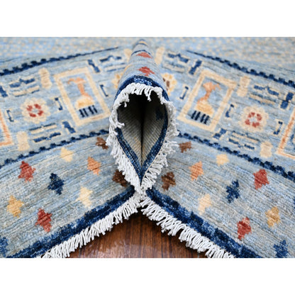 Tribal & Geometric Wool Hand Knotted Rug Blue Blue 8.3X9.6 -O088789