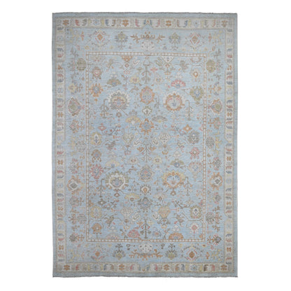 Oushak And Peshawar Wool Hand Knotted Rug Blue Blue 9.0X12.6 -O088794