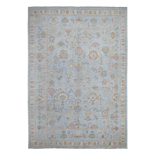 Oushak And Peshawar Wool Hand Knotted Rug Blue Blue 9.0X12.6 -O088794