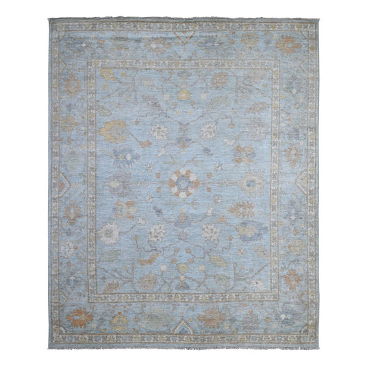 Oushak And Peshawar Wool Hand Knotted Rug Blue Blue 7.10X9.9 -O088796