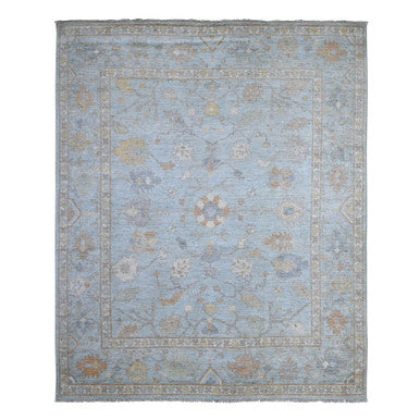 Oushak And Peshawar Wool Hand Knotted Rug Blue Blue 7.10X9.9 -O088796