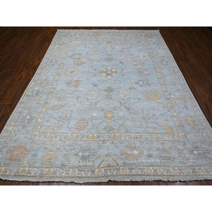 Oushak And Peshawar Wool Hand Knotted Rug Blue Blue 7.10X9.9 -O088796