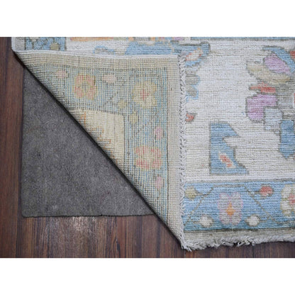 Oushak And Peshawar Wool Hand Knotted Rug Grey Ivory 8.0X15.4 -O088798