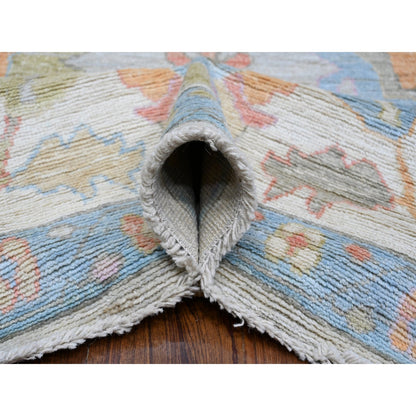 Oushak And Peshawar Wool Hand Knotted Rug Grey Ivory 8.0X15.4 -O088798