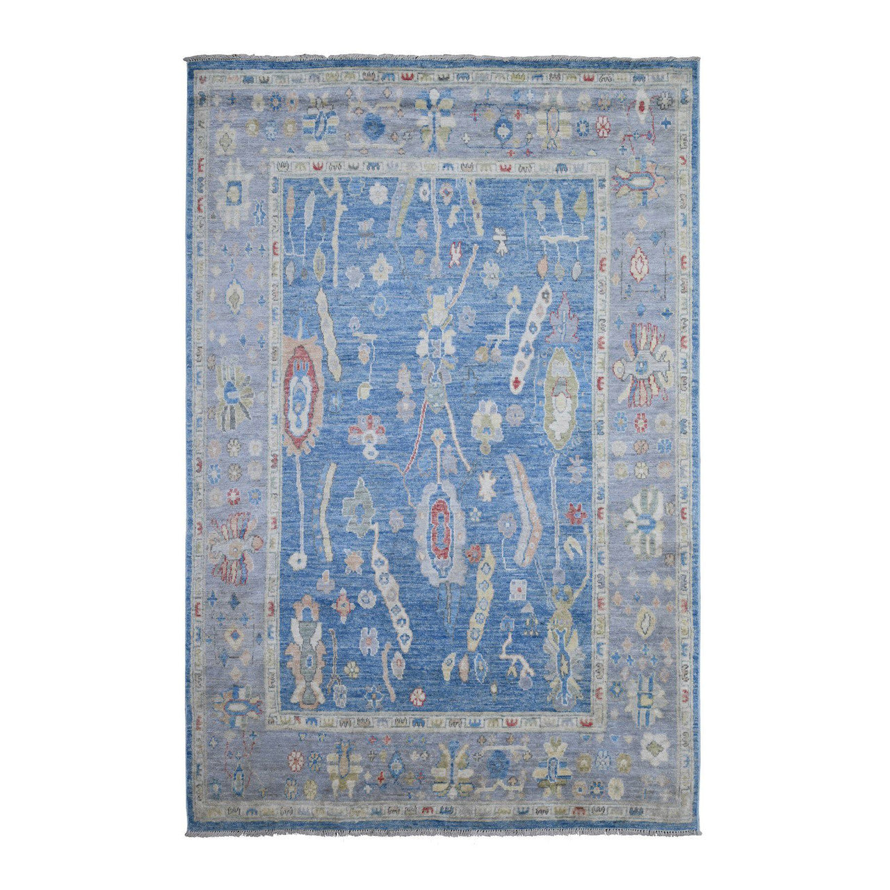 Blue 5'9" x 8'10" Oushak And Peshawar Hand knotted Wool Rug - Sku: O088799