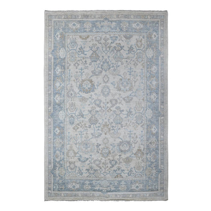 Oushak And Peshawar Wool Hand Knotted Rug Grey Gray 6.1X9.4 -O088800